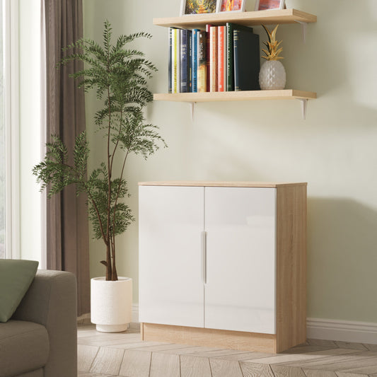 Milan Cabinet White & Oak 2 Doors 79cm