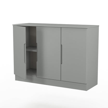 Milan Large Sideboard Grey 3 Doors 2 Shelves 110cm