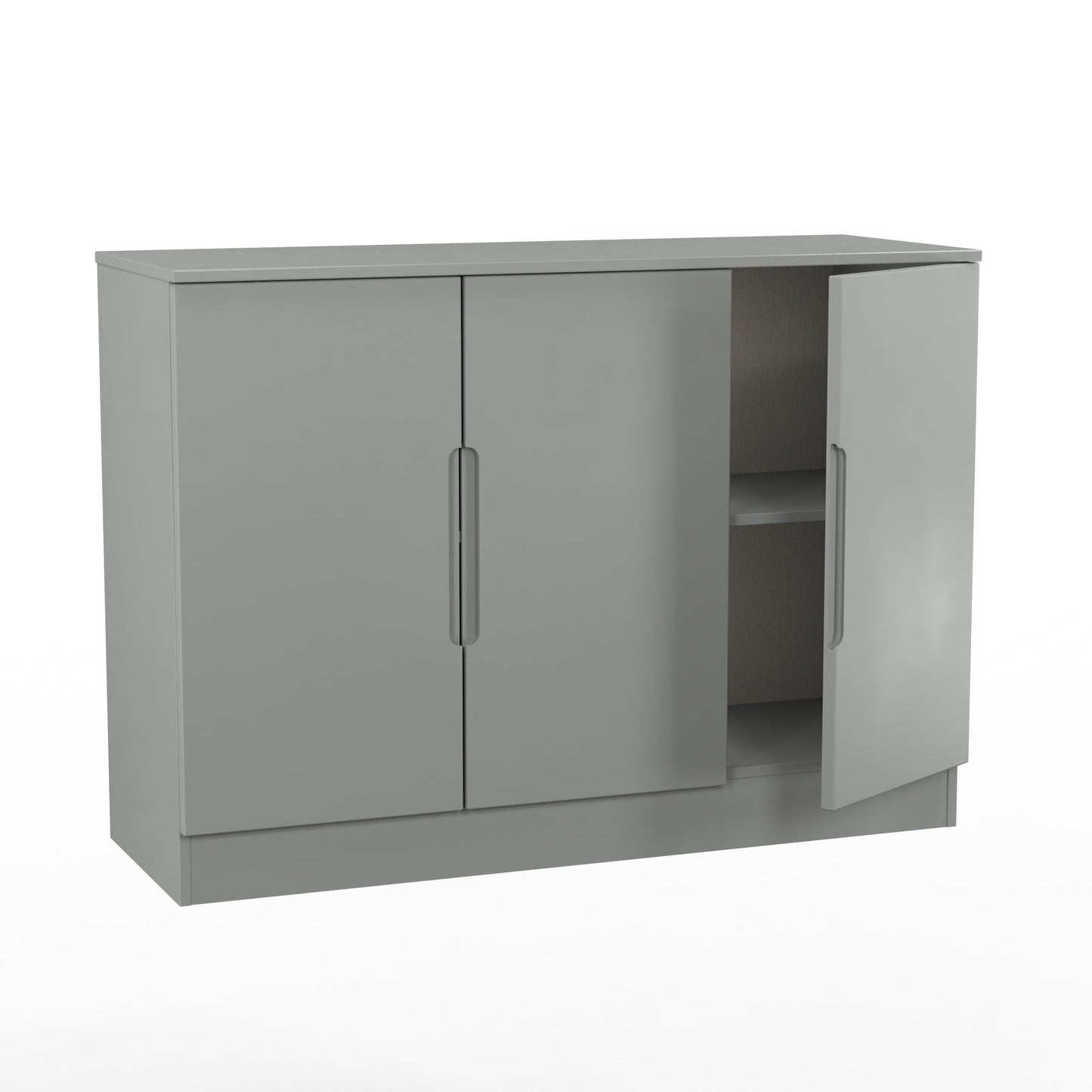 Milan Large Sideboard Grey 3 Doors 2 Shelves 110cm