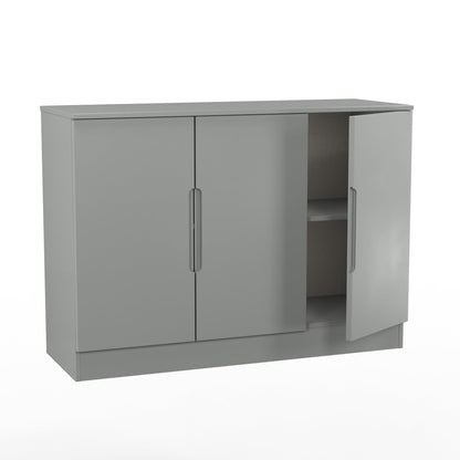 Milan Large Sideboard Grey 3 Doors 2 Shelves 110cm