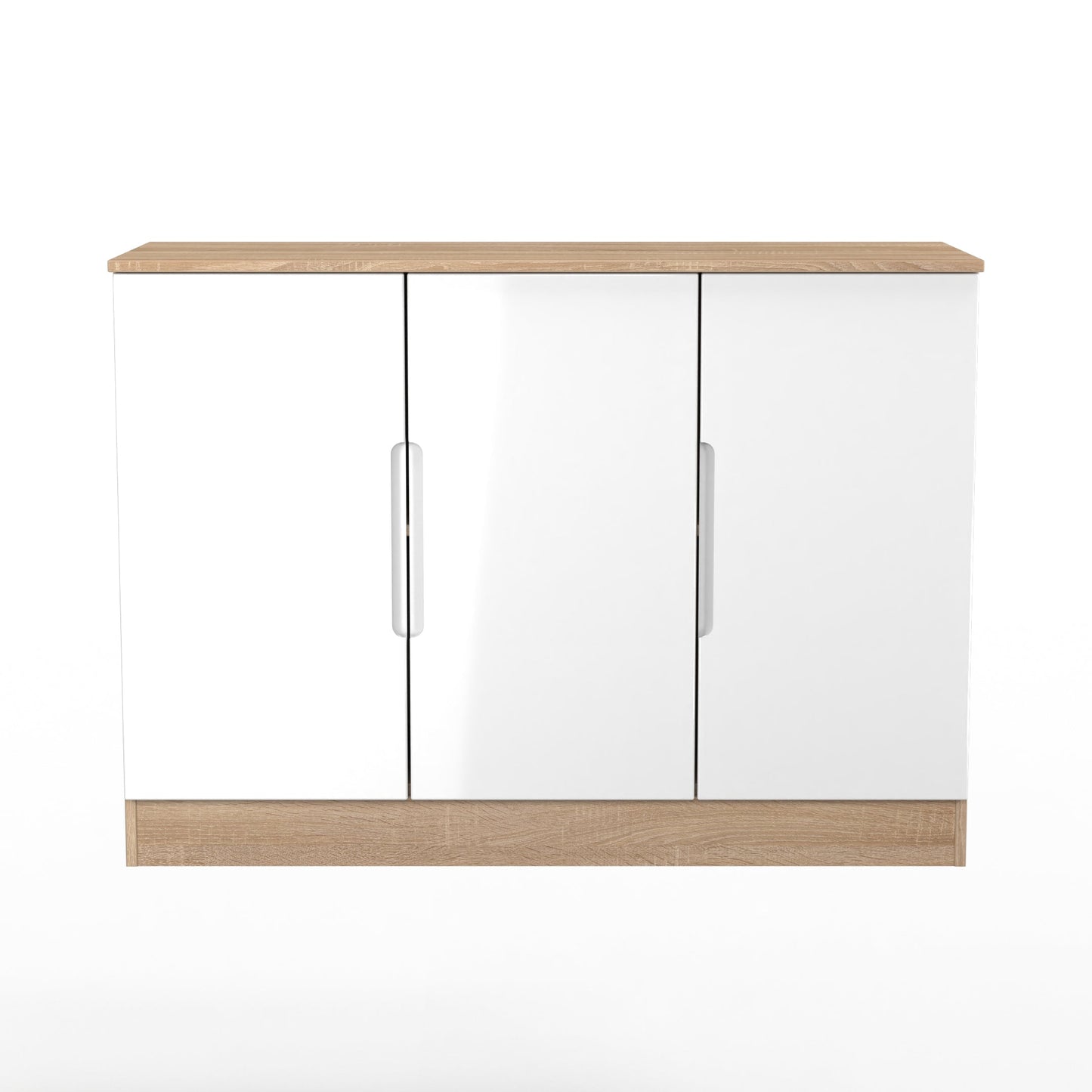 Milan Large Sideboard White & Oak 3 Doors 2 Shelves 110cm