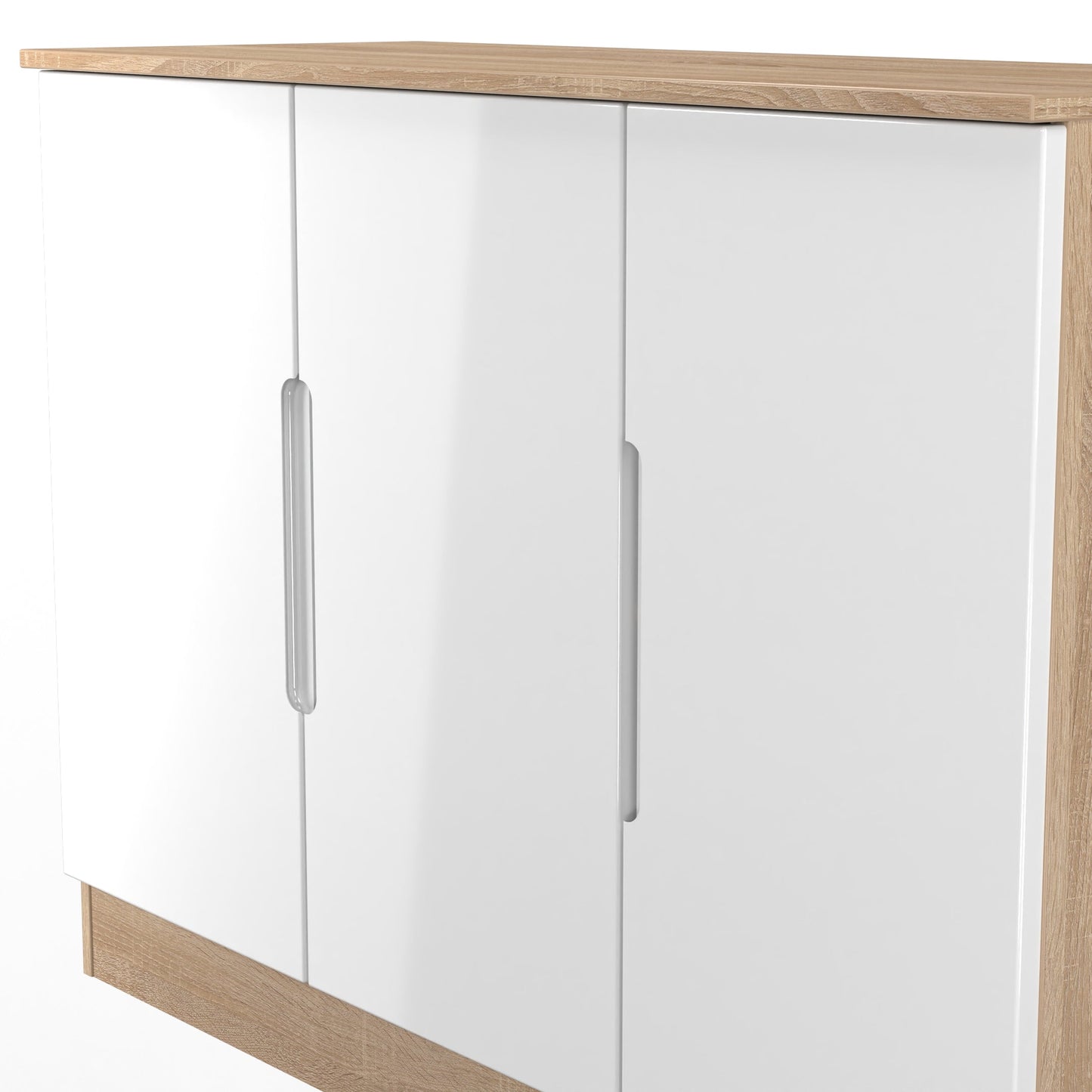 Milan Large Sideboard White & Oak 3 Doors 2 Shelves 110cm