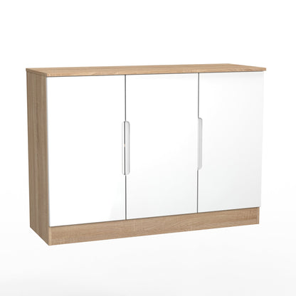 Milan Large Sideboard White & Oak 3 Doors 2 Shelves 110cm