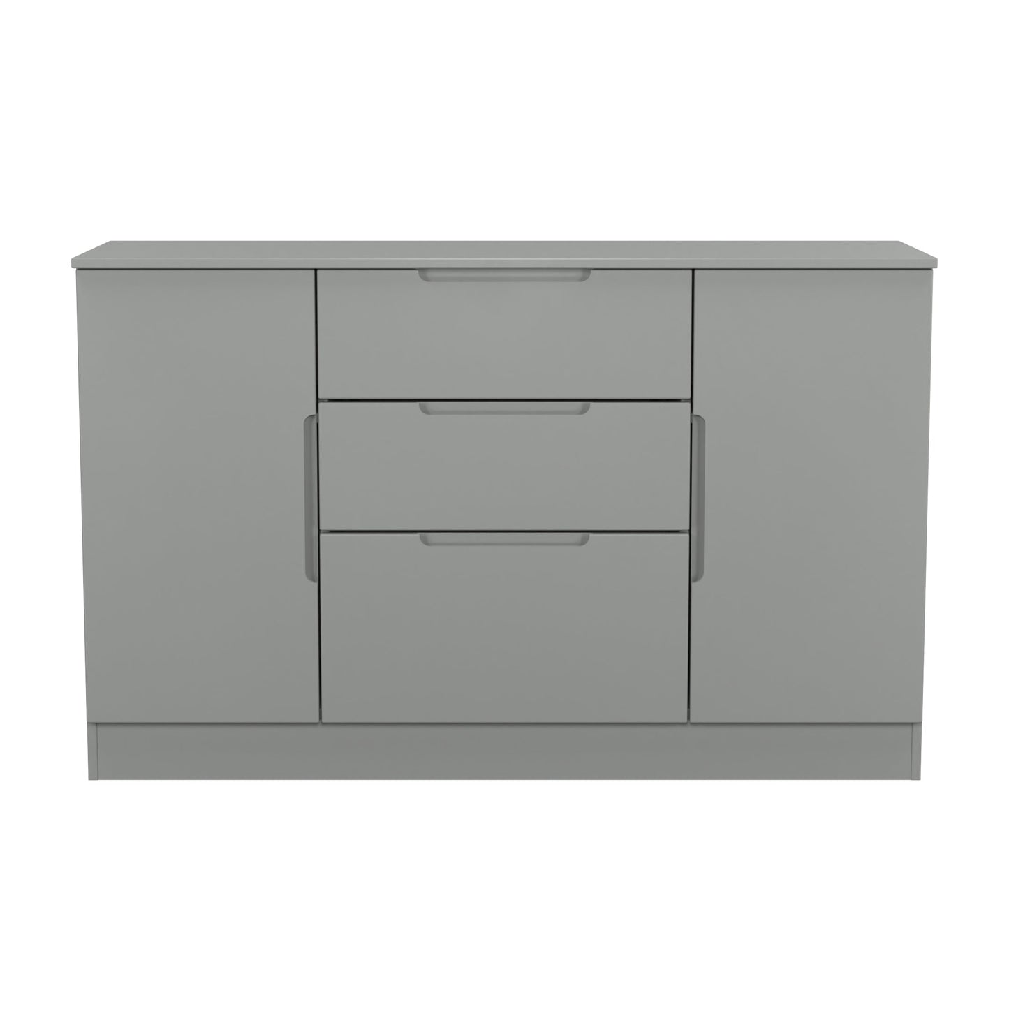 Milan Large Sideboard Grey 2 Doors 2 Shelves 3 Drawers 126cm