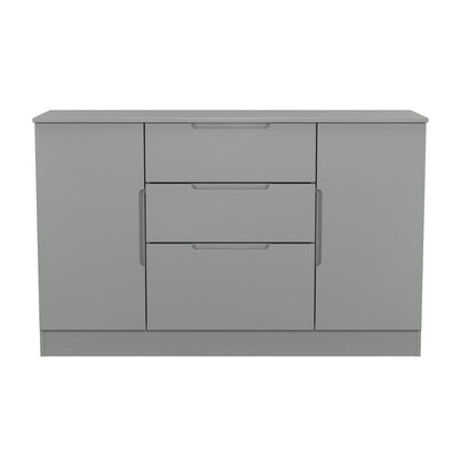 Milan Large Sideboard Grey 2 Doors 2 Shelves 3 Drawers 126cm