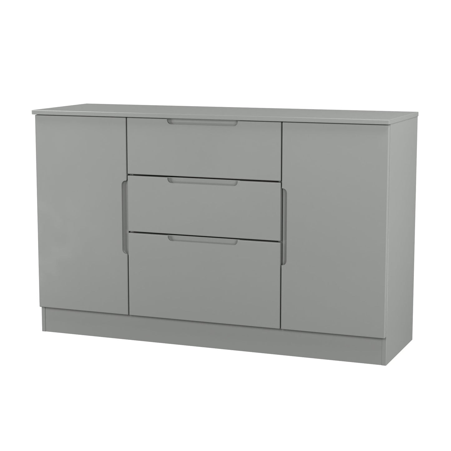 Milan Large Sideboard Grey 2 Doors 2 Shelves 3 Drawers 126cm