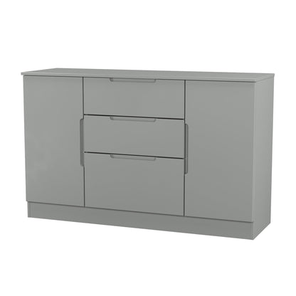 Milan Large Sideboard Grey 2 Doors 2 Shelves 3 Drawers 126cm