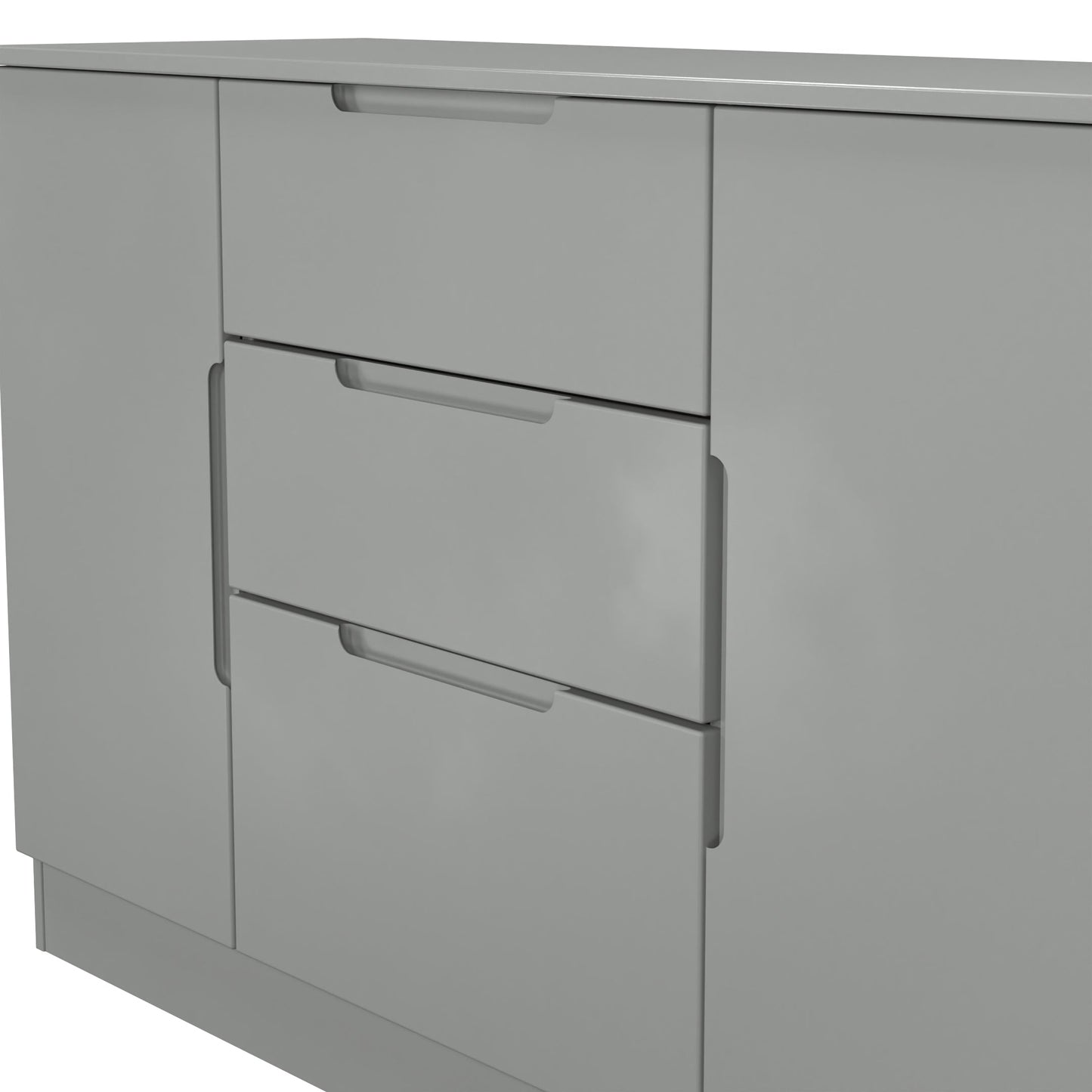 Milan Large Sideboard Grey 2 Doors 2 Shelves 3 Drawers 126cm