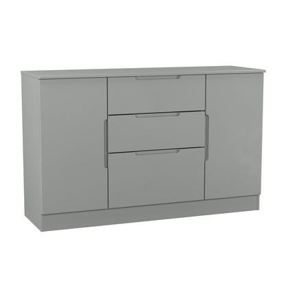 Milan Large Sideboard Grey 2 Doors 2 Shelves 3 Drawers 126cm