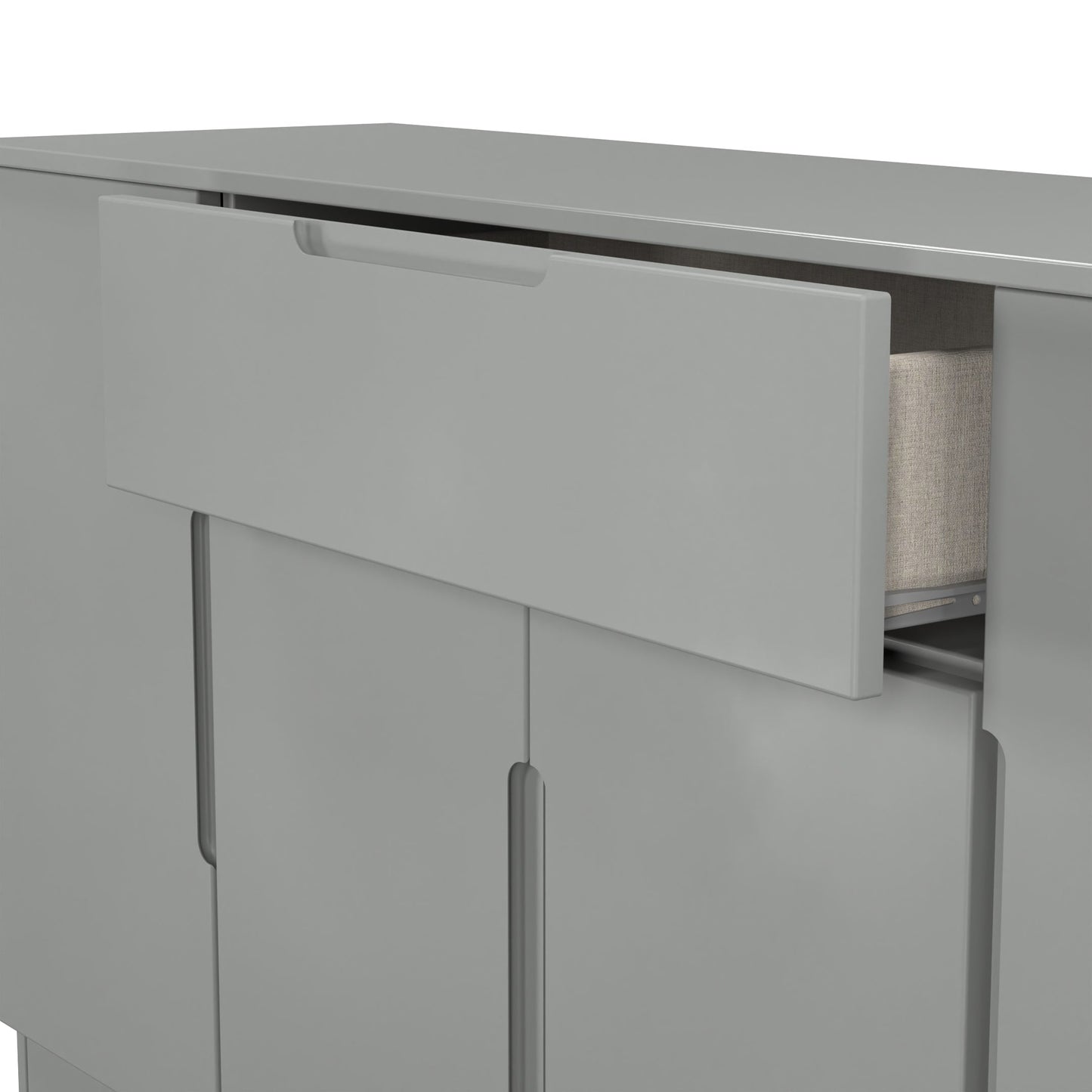 Milan Large Sideboard Grey 4 Doors 2 Shelves 1 Drawer 144cm