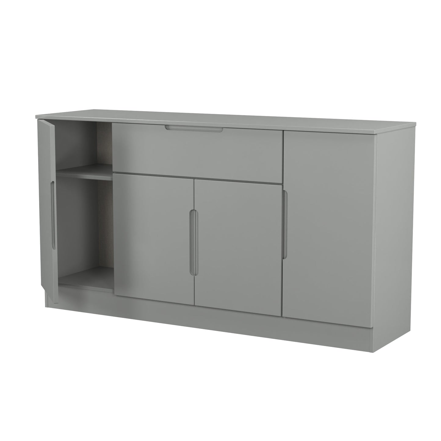 Milan Large Sideboard Grey 4 Doors 2 Shelves 1 Drawer 144cm
