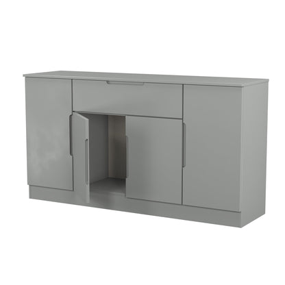 Milan Large Sideboard Grey 4 Doors 2 Shelves 1 Drawer 144cm