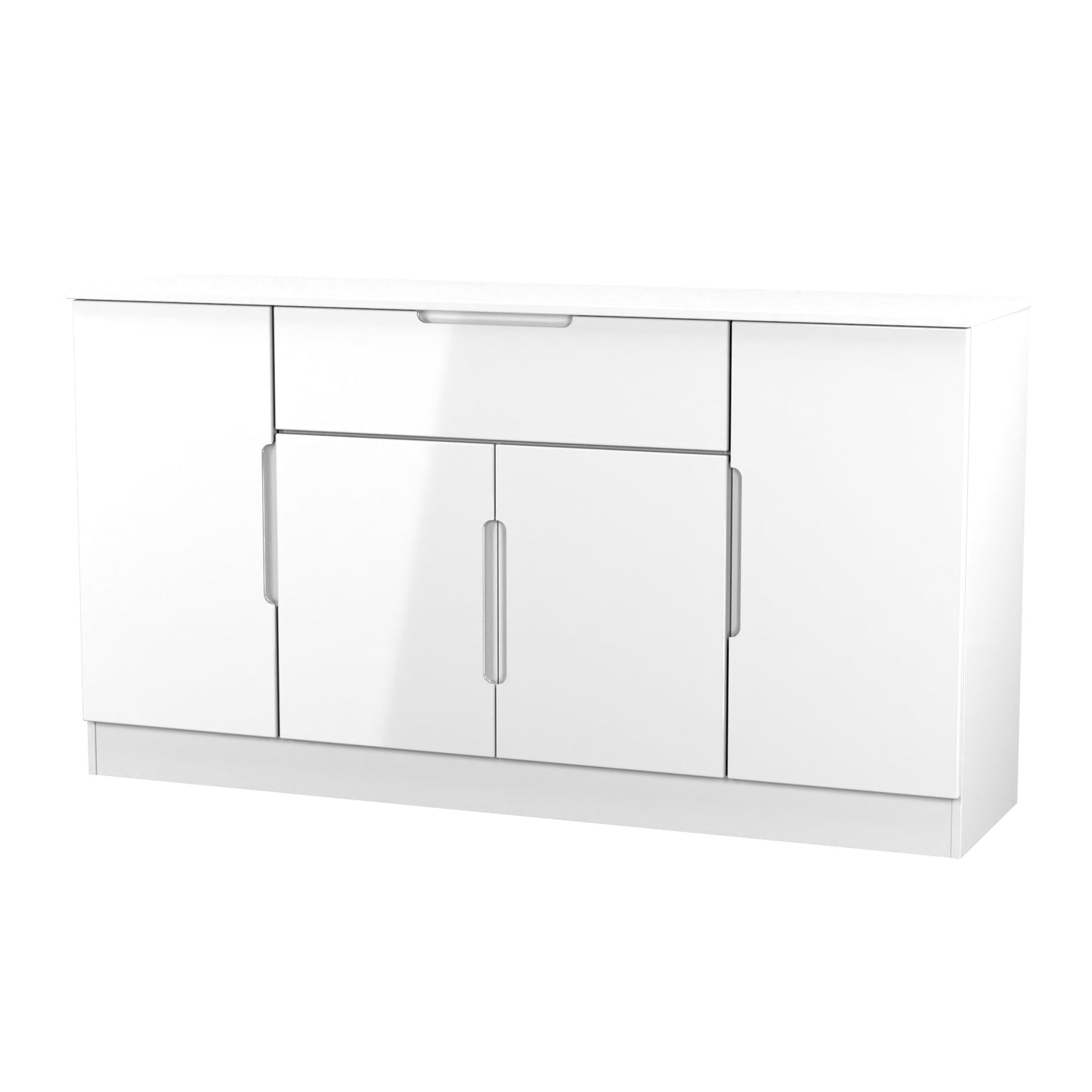 Milan Large Sideboard White 4 Doors 2 Shelves 1 Drawer 144cm