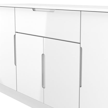 Milan Large Sideboard White 4 Doors 2 Shelves 1 Drawer 144cm