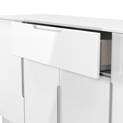 Milan Large Sideboard White 4 Doors 2 Shelves 1 Drawer 144cm