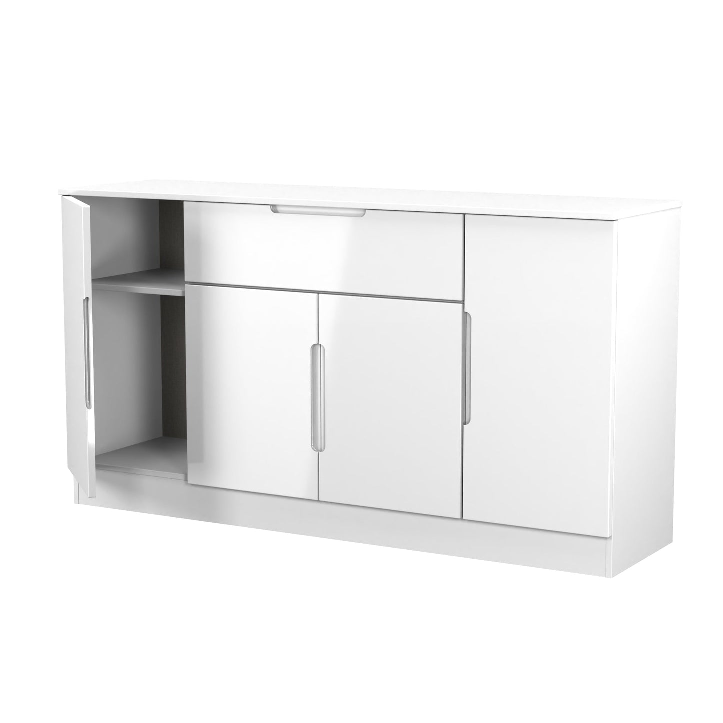 Milan Large Sideboard White 4 Doors 2 Shelves 1 Drawer 144cm