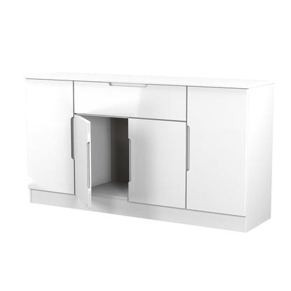 Milan Large Sideboard White 4 Doors 2 Shelves 1 Drawer 144cm