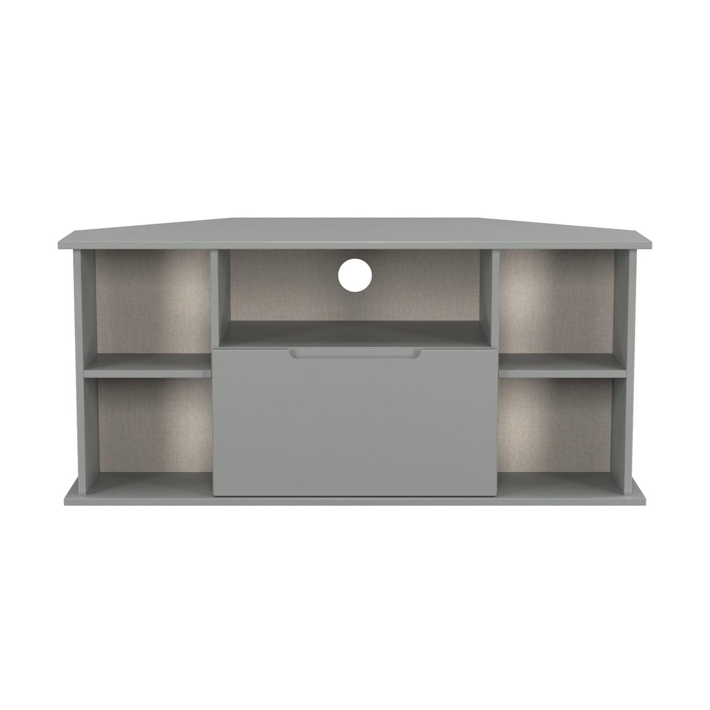 Milan Corner Corner TV Unit Grey 5 Shelves 1 Drawer 110cm