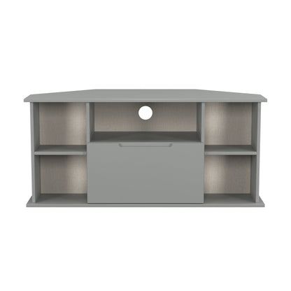 Milan Corner Corner TV Unit Grey 5 Shelves 1 Drawer 110cm
