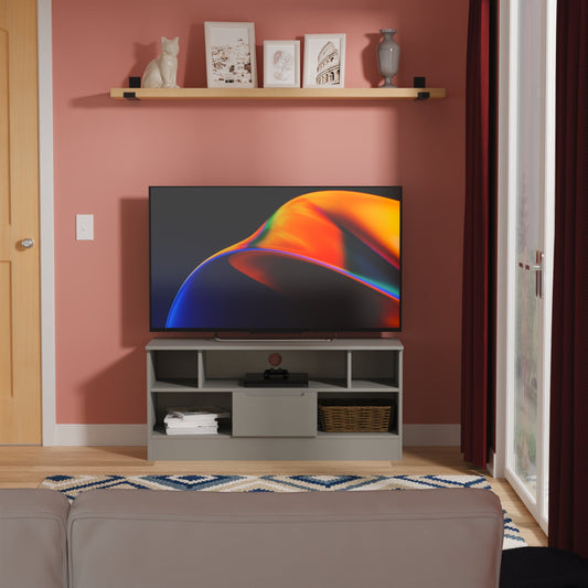 Milan TV Unit Grey 5 Shelves 1 Drawer 110cm