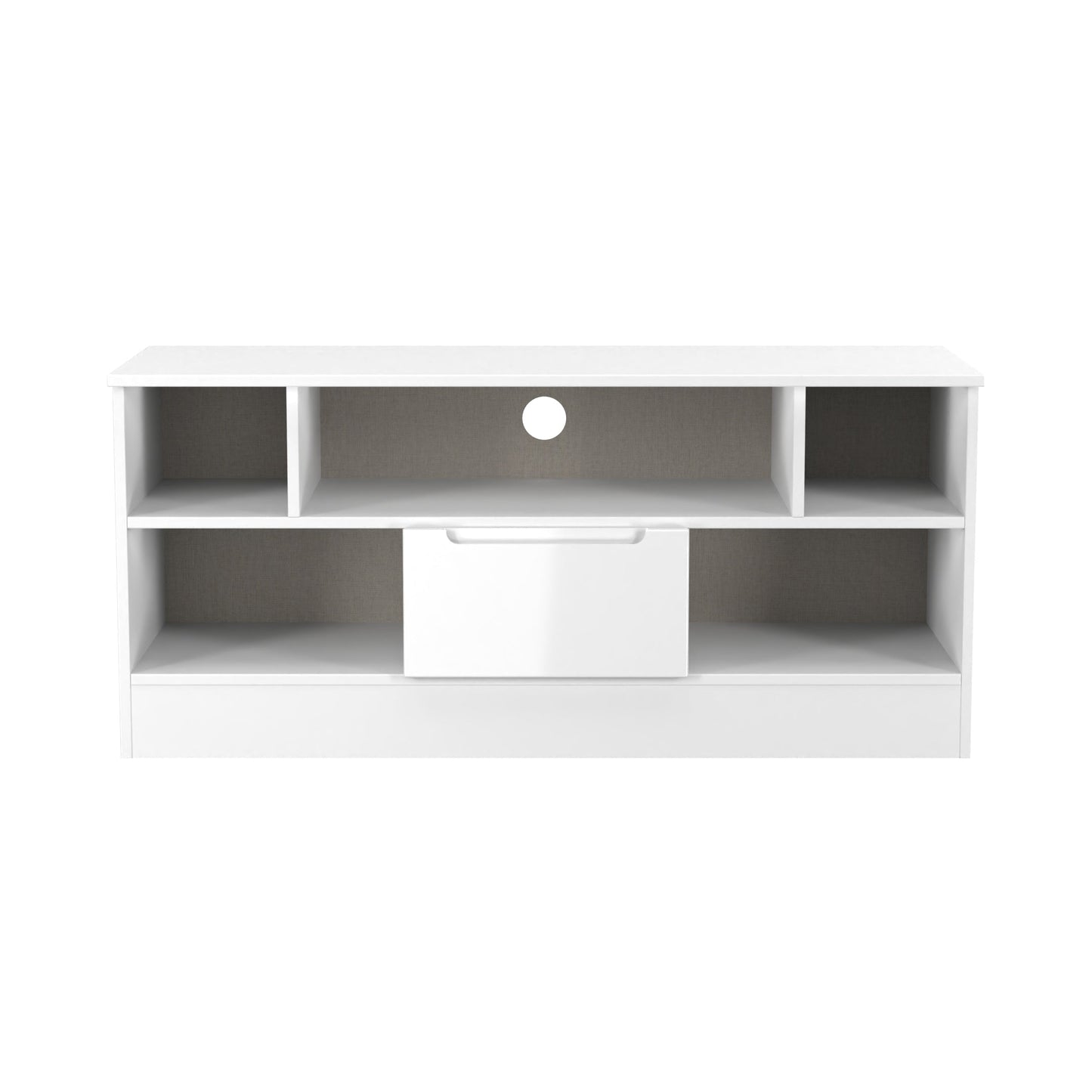 Milan TV Unit White 5 Shelves 1 Drawer 110cm