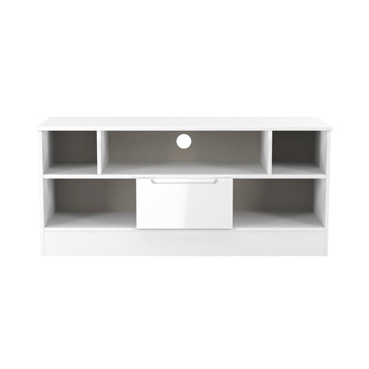 Milan TV Unit White 5 Shelves 1 Drawer 110cm