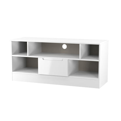 Milan TV Unit White 5 Shelves 1 Drawer 110cm