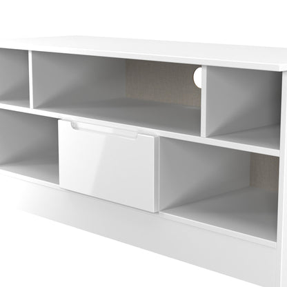 Milan TV Unit White 5 Shelves 1 Drawer 110cm