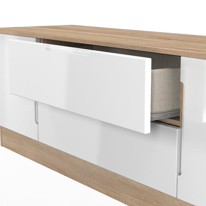 Milan TV Unit White & Oak 2 Drawers 2 Doors 144cm