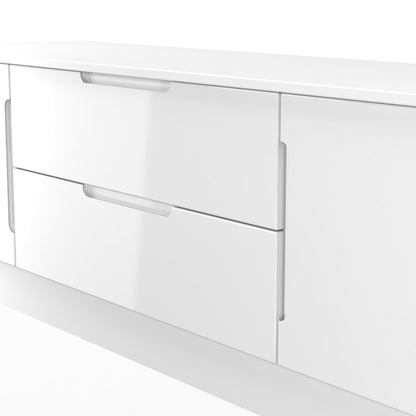 Milan TV Unit White 2 Drawers 2 Doors 144cm