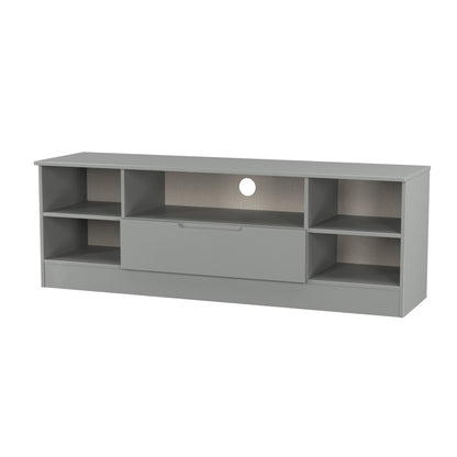 Milan TV Unit Grey 5 Shelves 1 Drawer 144cm
