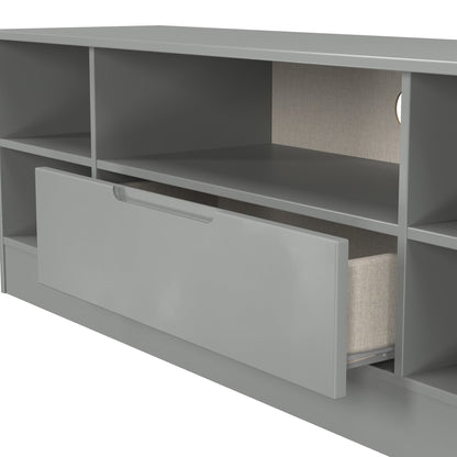Milan TV Unit Grey 5 Shelves 1 Drawer 144cm