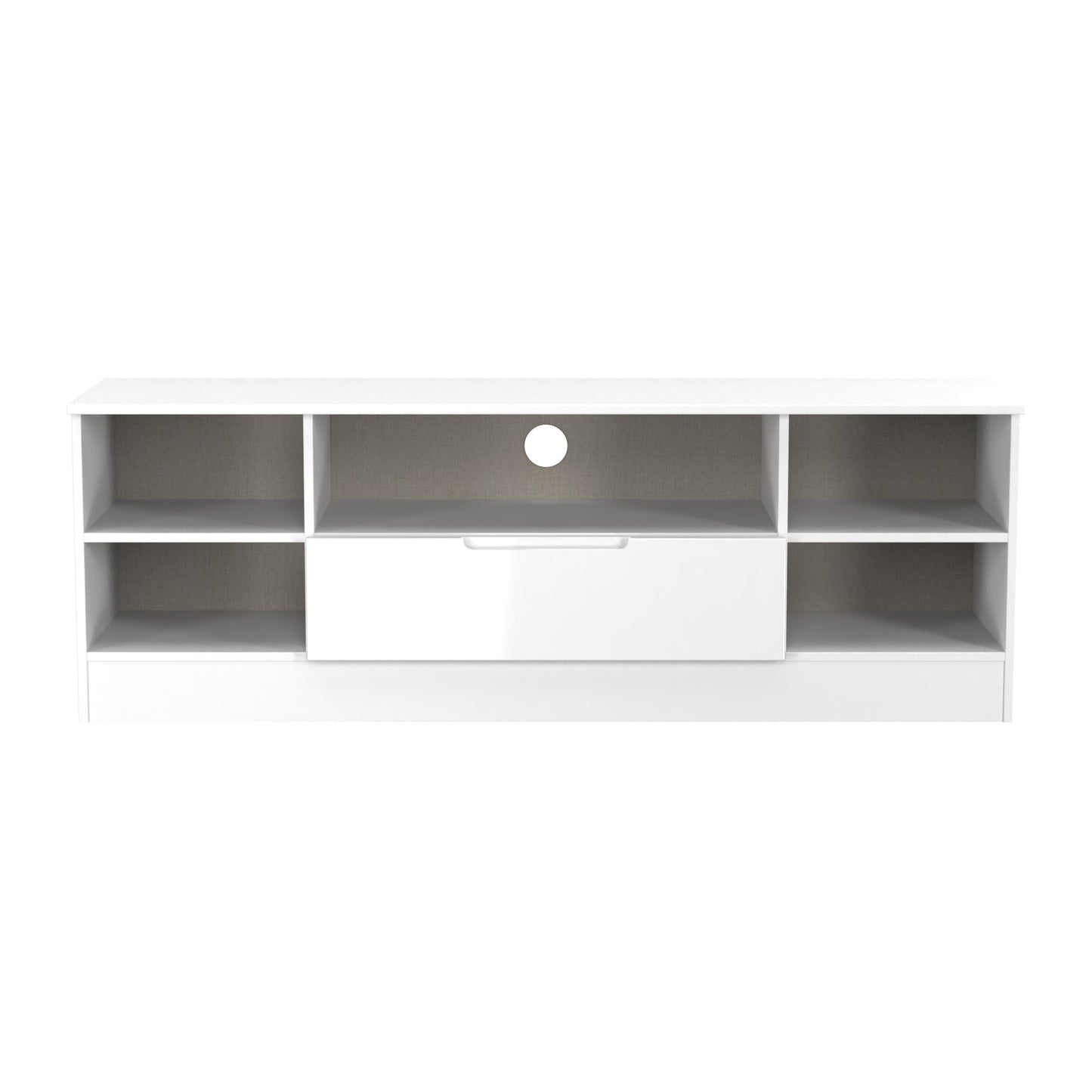 Milan TV Unit White 5 Shelves 1 Drawer 144cm