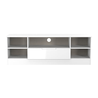 Milan TV Unit White 5 Shelves 1 Drawer 144cm