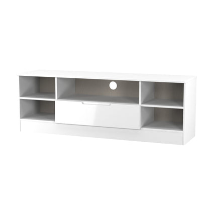 Milan TV Unit White 5 Shelves 1 Drawer 144cm
