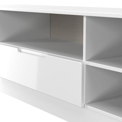 Milan TV Unit White 5 Shelves 1 Drawer 144cm
