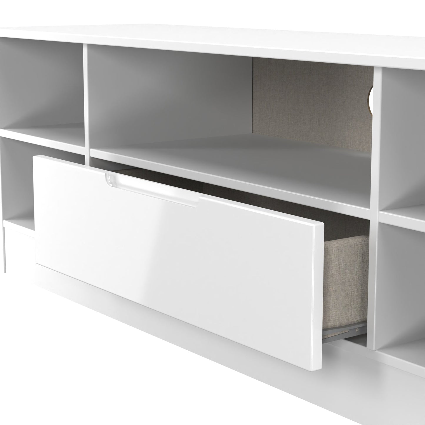 Milan TV Unit White 5 Shelves 1 Drawer 144cm