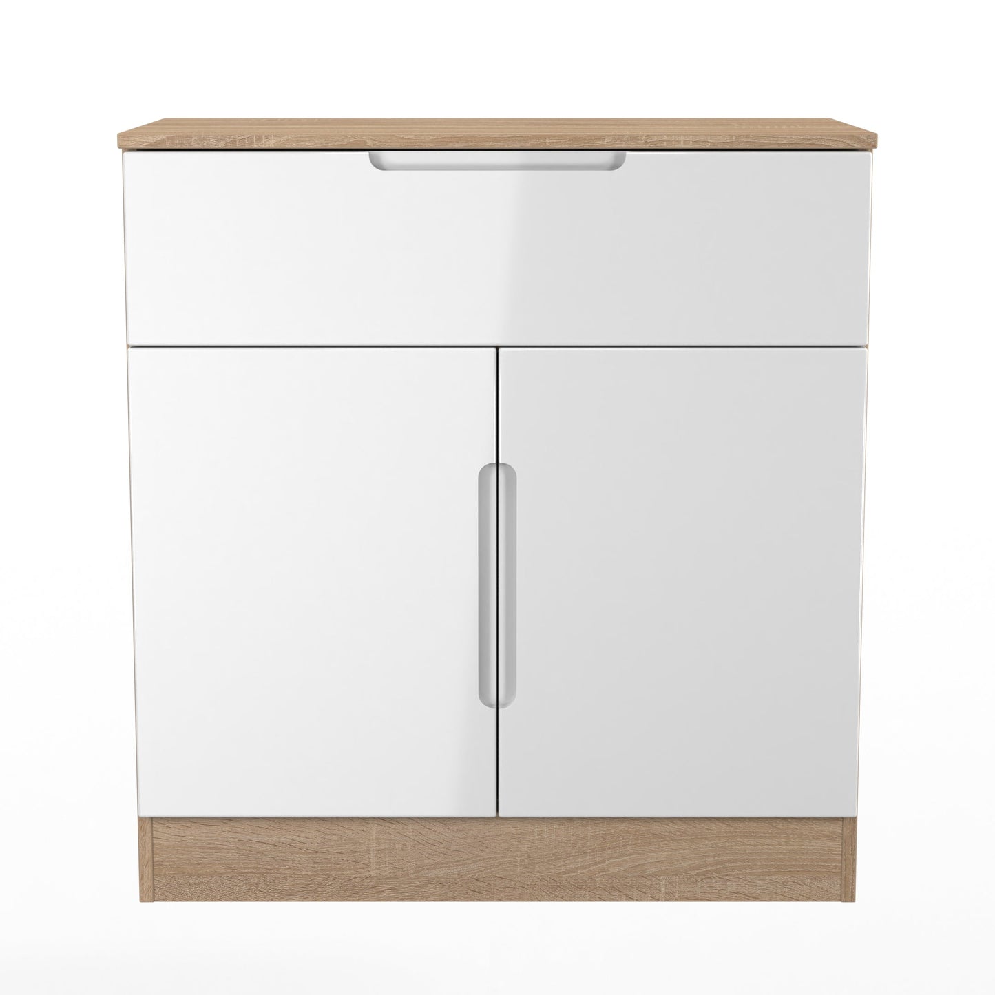 Milan Sideboard White & Oak 2 Doors 1 Drawer 79cm
