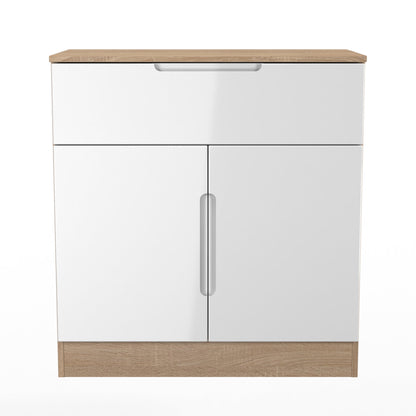 Milan Sideboard White & Oak 2 Doors 1 Drawer 79cm