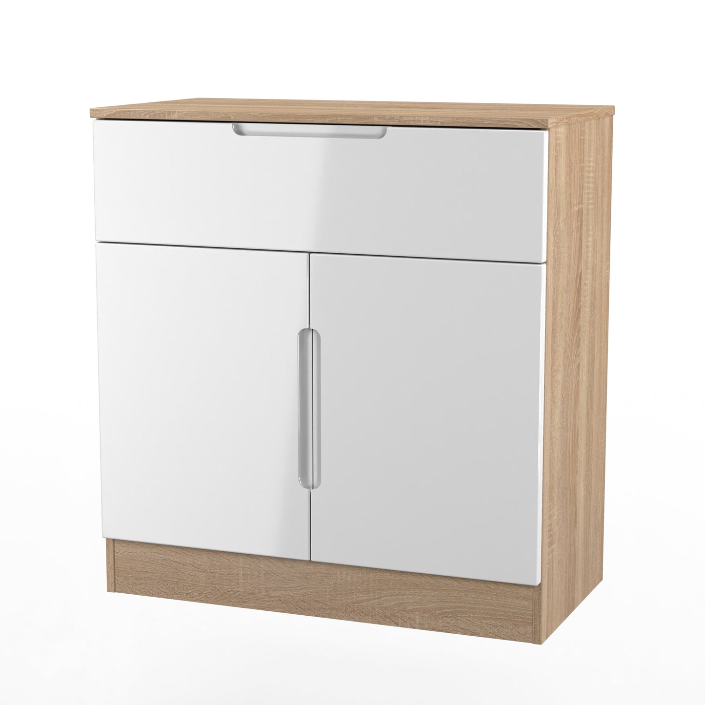 Milan Sideboard White & Oak 2 Doors 1 Drawer 79cm