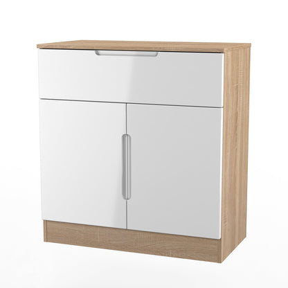 Milan Sideboard White & Oak 2 Doors 1 Drawer 79cm