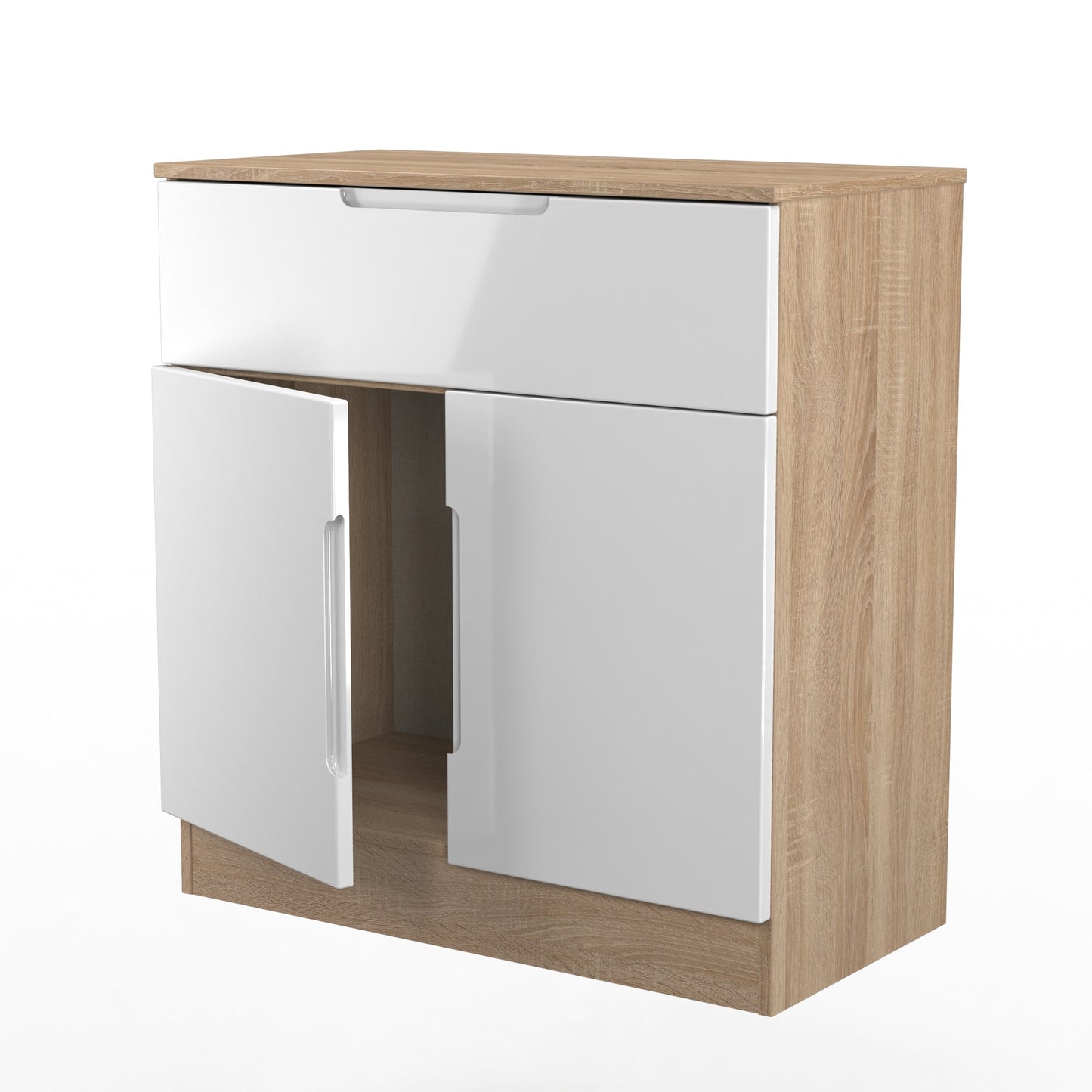 Milan Sideboard White & Oak 2 Doors 1 Drawer 79cm