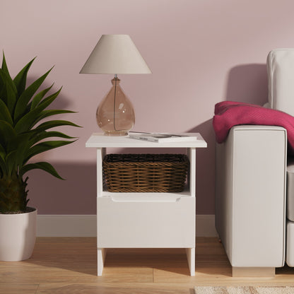 Milan Side Table White 1 Shelf 1 Drawer 50cm