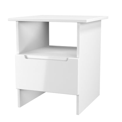 Milan Side Table White 1 Shelf 1 Drawer 50cm