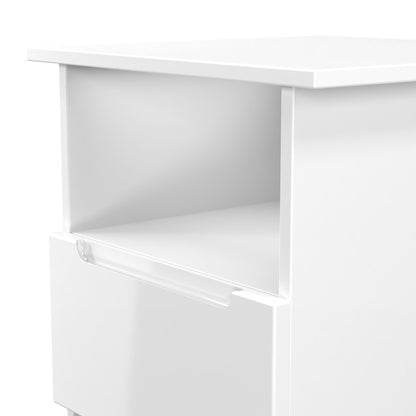 Milan Side Table White 1 Shelf 1 Drawer 50cm