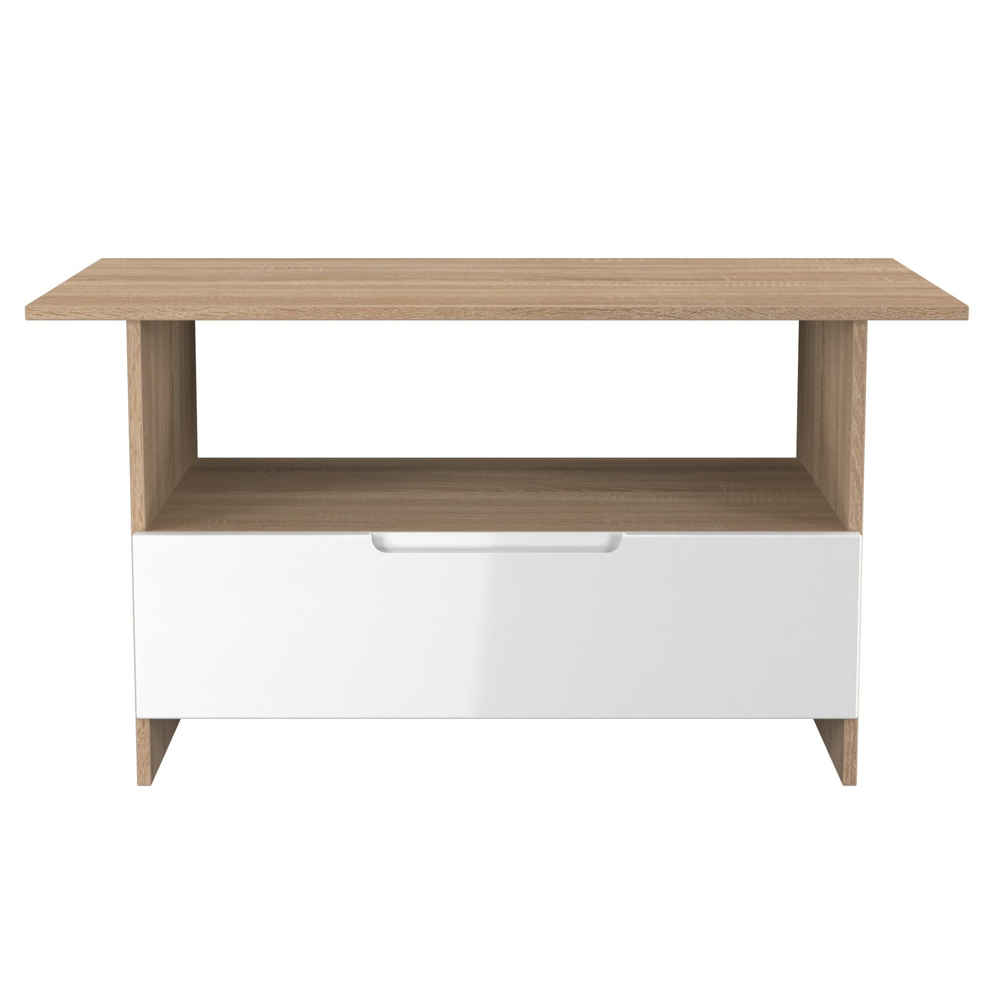 Milan Coffee Table White & Oak 1 Shelf 1 Drawer 93cm