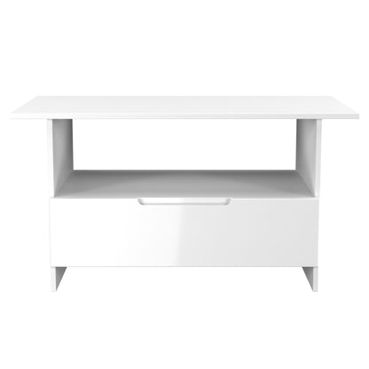 Milan Coffee Table White 1 Shelf 1 Drawer 93cm