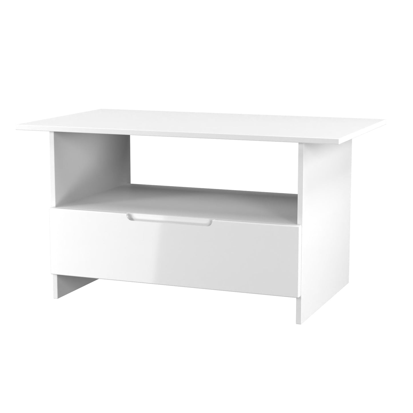 Milan Coffee Table White 1 Shelf 1 Drawer 93cm