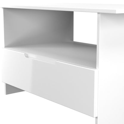 Milan Coffee Table White 1 Shelf 1 Drawer 93cm