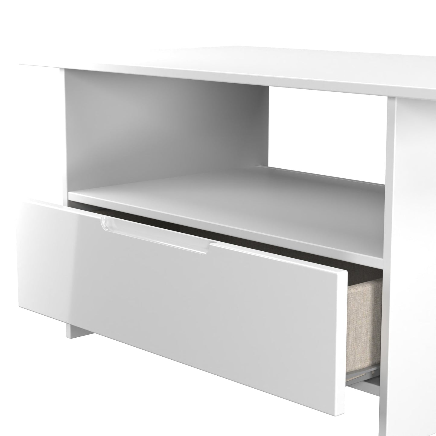 Milan Coffee Table White 1 Shelf 1 Drawer 93cm